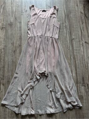 Holiday metallic Sparkle Pink gold champagne High-Low Party Dress wedding